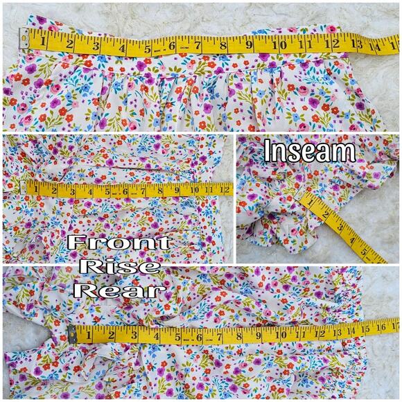 Ditzy Floral Ruffle Shorts TopShop Size 4 White Multi Rainbow Girly Flirty  NWT - Picture 6 of 8